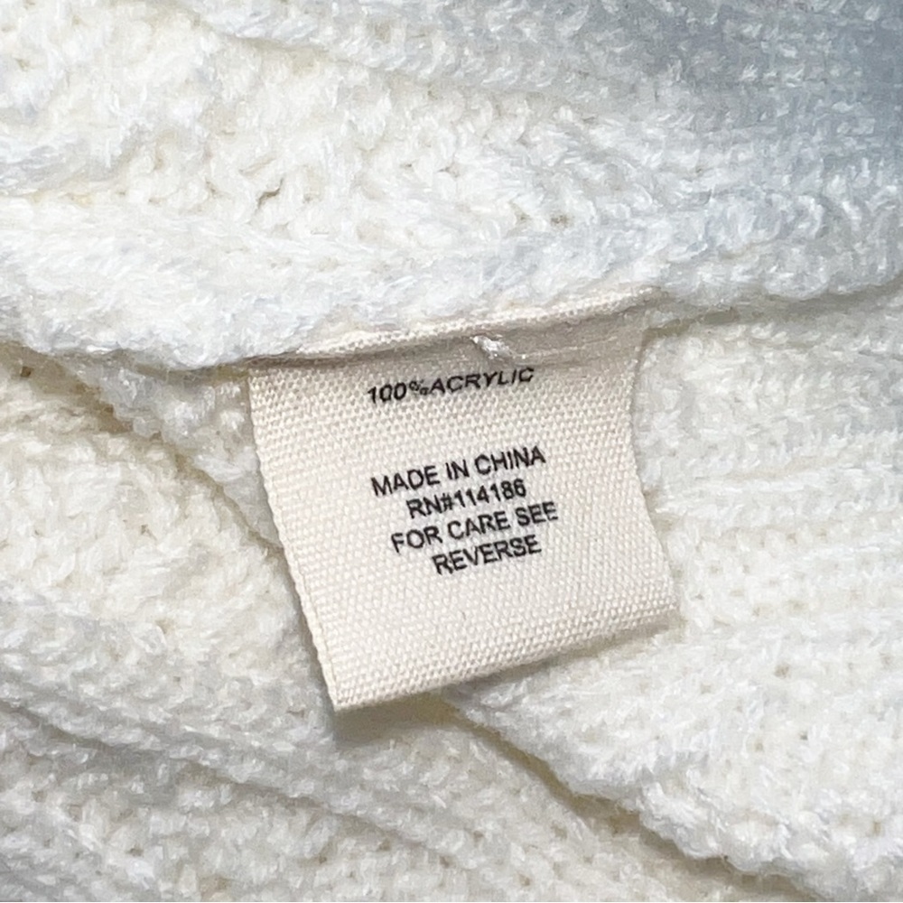 Retrology  cream cable- knit crew neck sweater with pearl embellishments. - Picture 7 of 14